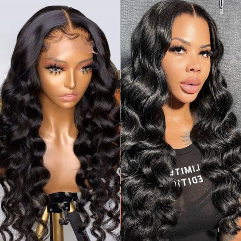 LIVIA 13x6 HD Lace Frontal Loose Deep Wave Natural Black Wig Human Hair Pre Bleached Knots Wig