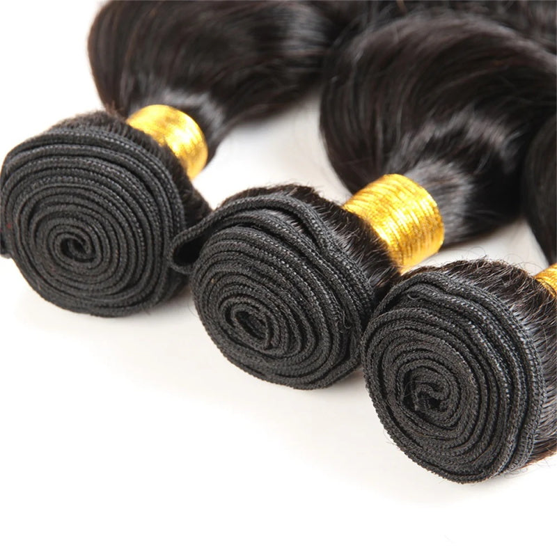 LIVIA Loose Deep Wave 3 Bundles With 13x6 HD Frontal Human Virgin Hair Unprocessed