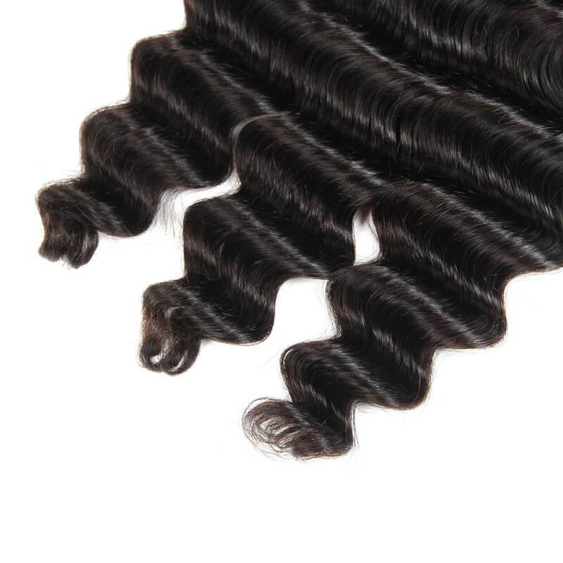 LIVIA Loose Deep Wave 4 Pcs Bundles Hair Weft With 5x5 HD Lace Closure Natural Black Human Virgin Hair