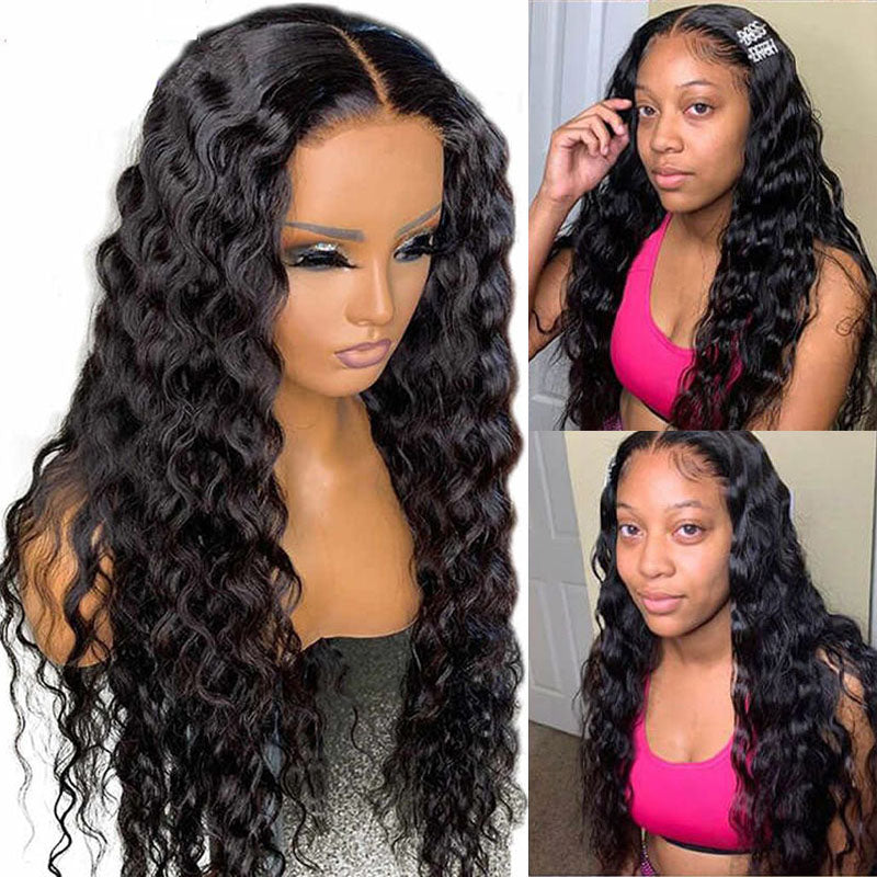 LIVIA 5x5 HD Lace Closure Loose Deep Wave Wig Natural Black Human Hair Pre Bleached Knots Wig