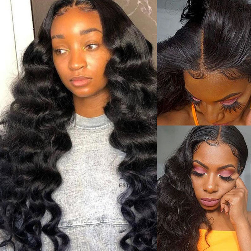 LIVIA 5x5 HD Lace Closure Loose Deep Wave Wig Natural Black Human Hair Pre Bleached Knots Wig