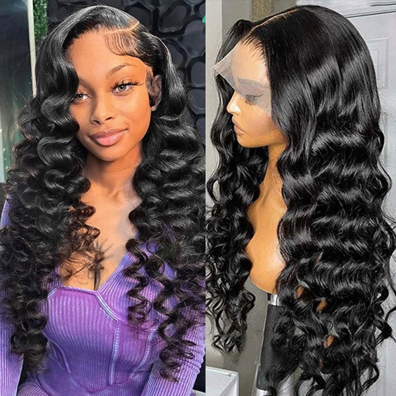 LIVIA Loose Deep Wave Full HD Lace Wig 14-30 Inch Natural Black Human Hair Pre Bleached Knots Wig