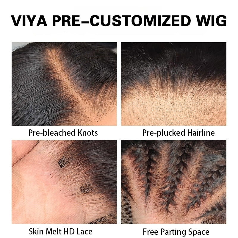 LIVIA Deep Wave Full HD Lace Wig 14-30Inch Natural Black Human Hair Pre Bleached Knots Wig