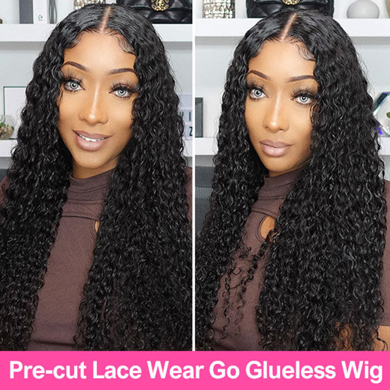 LIVIA Pre Styled Deep Wave 5x5 HD Lace Glueless Wig Natural Black Human Hair Wig