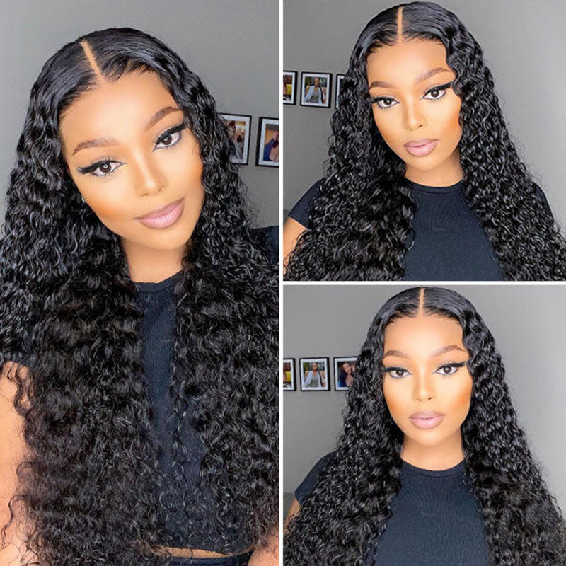 LIVIA Pre Styled Deep Wave 5x5 HD Lace Glueless Wig Natural Black Human Hair Wig