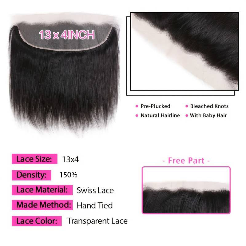 LIVIA Straight 3 Pcs Bundles Hair Weft With 13x4 HD Lace Frontal Human Hair