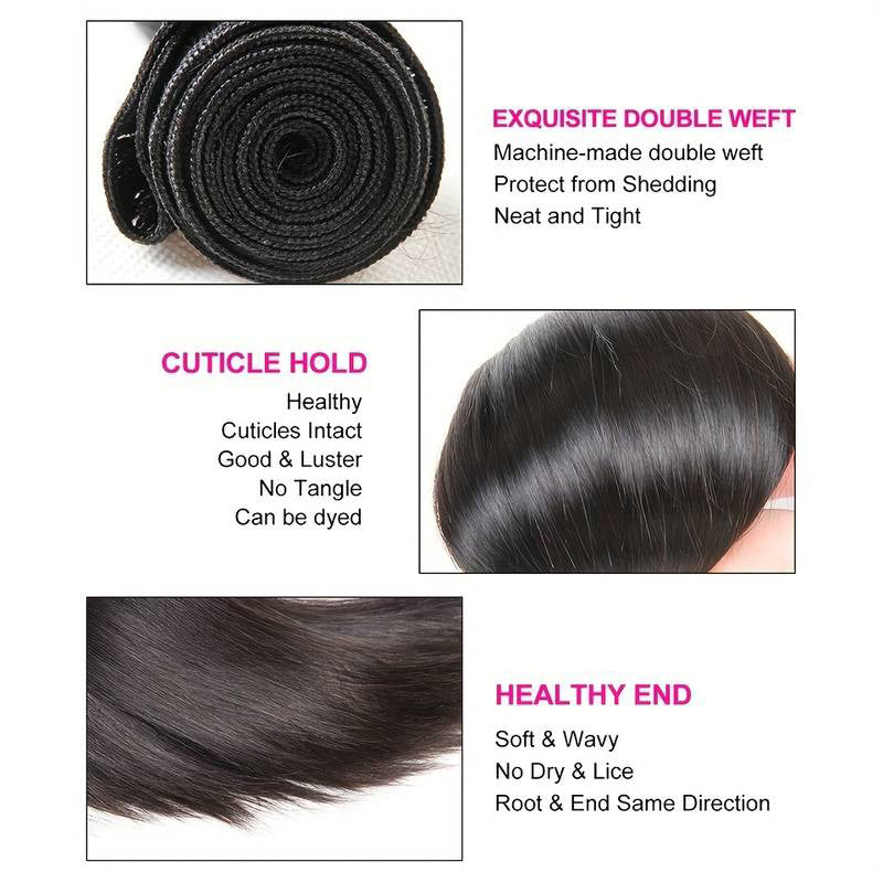 LIVIA Straight 3 Pcs Bundles Hair Weft With 5x5 HD Lace Closure Human Hair