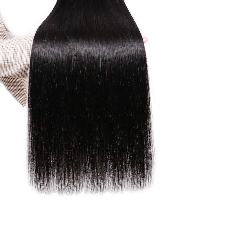 LIVIA Straight 4 Pcs Bundles Hair Weft With 13x4 HD Lace Frontal Natural Black Human Virgin Hair