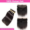LIVIA Straight 4 Pcs Bundles Hair Weft With 13x4 HD Lace Frontal Natural Black Human Virgin Hair