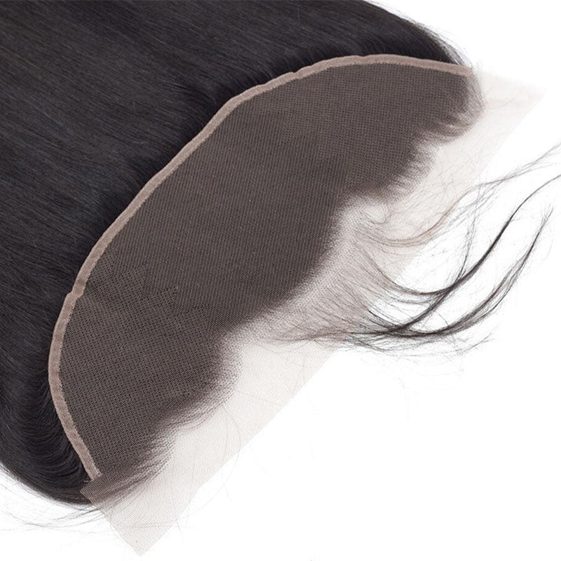 LIVIA Straight 4 Pcs Bundles Hair Weft With 13x4 HD Lace Frontal Natural Black Human Virgin Hair