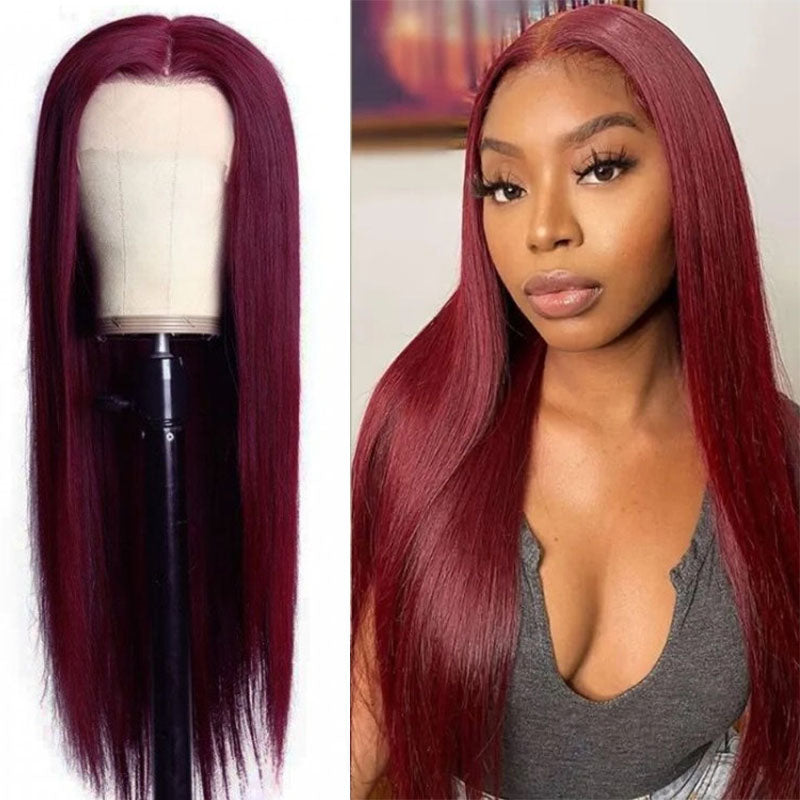LIVIA 13x4 HD Lace Frontal 99J Pre Bleached Knots Straight Human Hair Wig