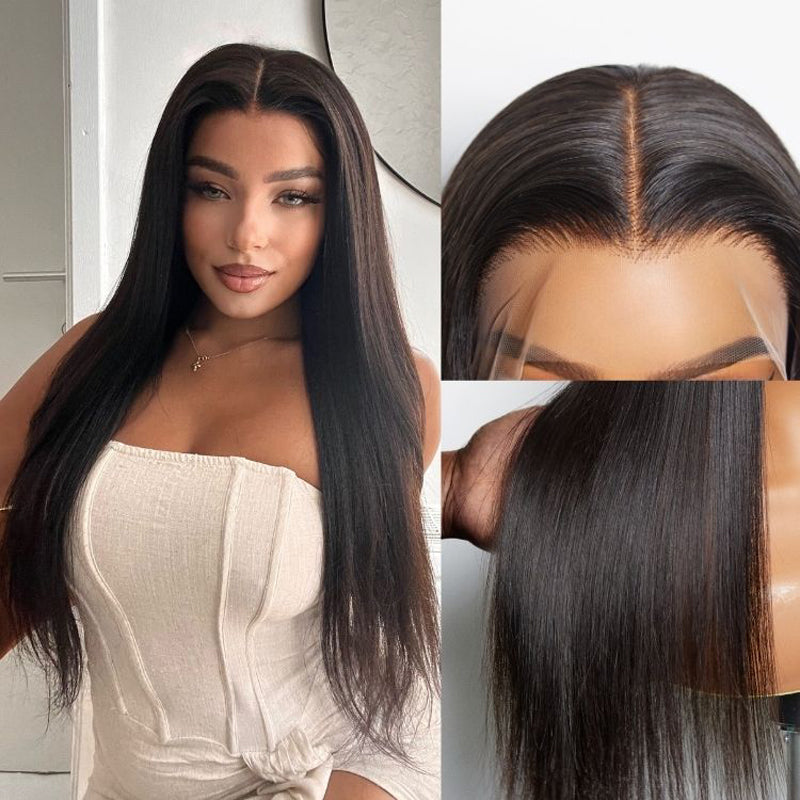 LIVIA Full HD Lace Straight Wig Natural 14-30 Inch Black Human Virgin Hair Pre Bleached Knots Wig