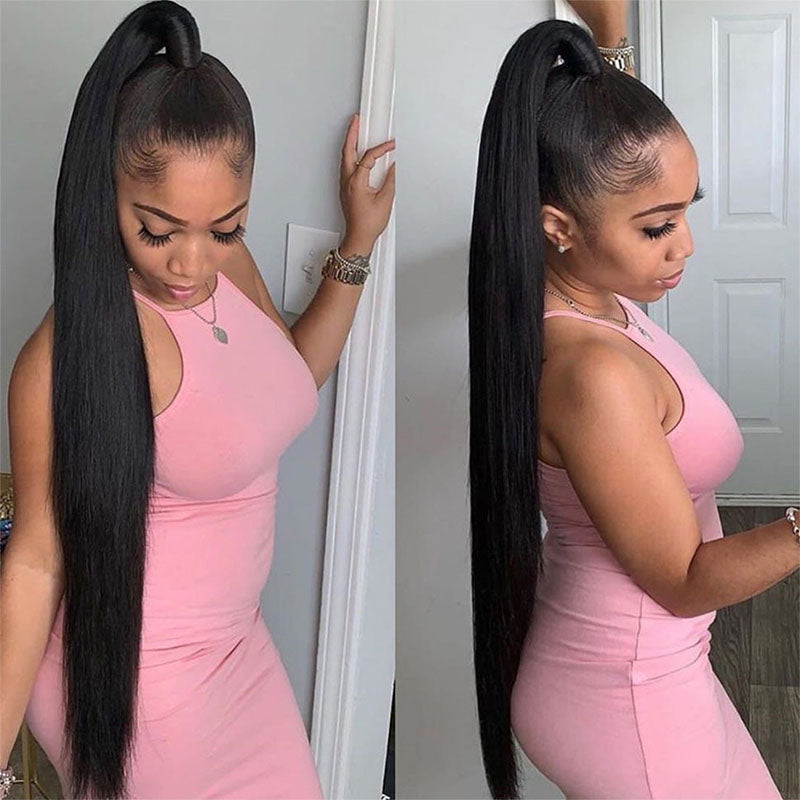 LIVIA Full HD Lace Straight Wig Natural 14-30 Inch Black Human Virgin Hair Pre Bleached Knots Wig