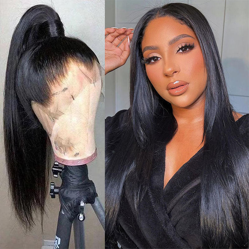 LIVIA Full HD Lace Straight Wig Natural 14-30 Inch Black Human Virgin Hair Pre Bleached Knots Wig