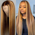 LIVIA Balayage Highlight P4/27 Color 13x4 Lace Frontal Straight Human Hair Wig