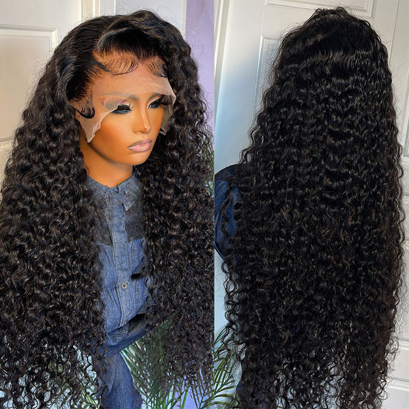 LIVIA 13x6 HD Lace Frontal Water Wave Natural Black Human Hair Pre Bleached Knots Wig