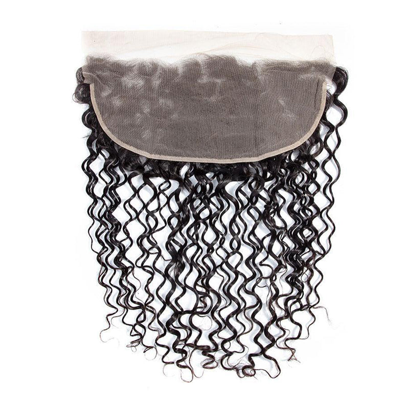 LIVIA Water Wave 3 Bundles Hair Weft With 13x4 HD Lace Frontal Natural Black