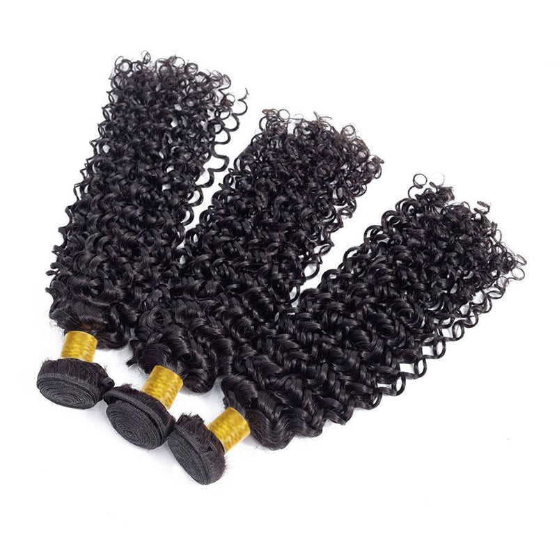 LIVIA Water Wave 3 Bundles Hair Weft With 13x4 HD Lace Frontal Natural Black