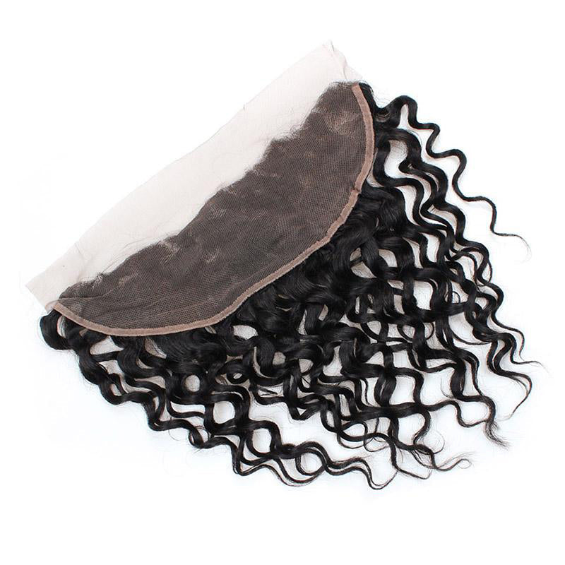 LIVIA Water Wave 4 Pcs Bundles Hair Weft With 13x4 HD Lace Frontal Natural Black Human Virgin Hair