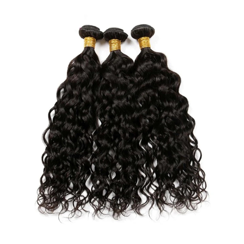 LIVIA Water Wave 4 Bundles Human Hair Natural Black