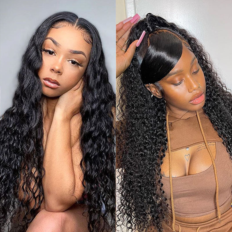 LIVIA Water Wave 4x4 Lace Closure Wig Natural Black Human Hair Wig
