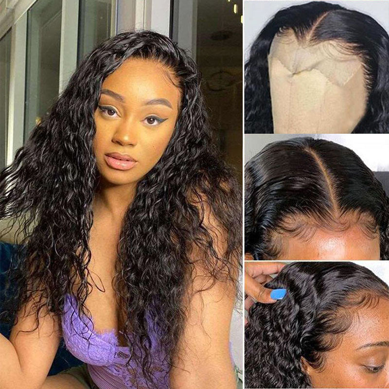 LIVIA Water Wave 5x5 Lace Closure Wig Natural Black Human Hair Wig