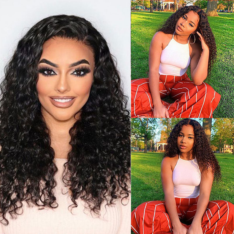 LIVIA Water Wave 5x5 Lace Closure Wig Natural Black Human Hair Wig