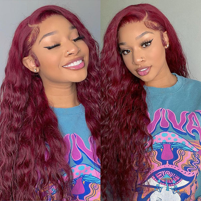 LIVIA Water Wave 99J 13x4 Lace Front Wig 14-30 Inches Human Hair Wig