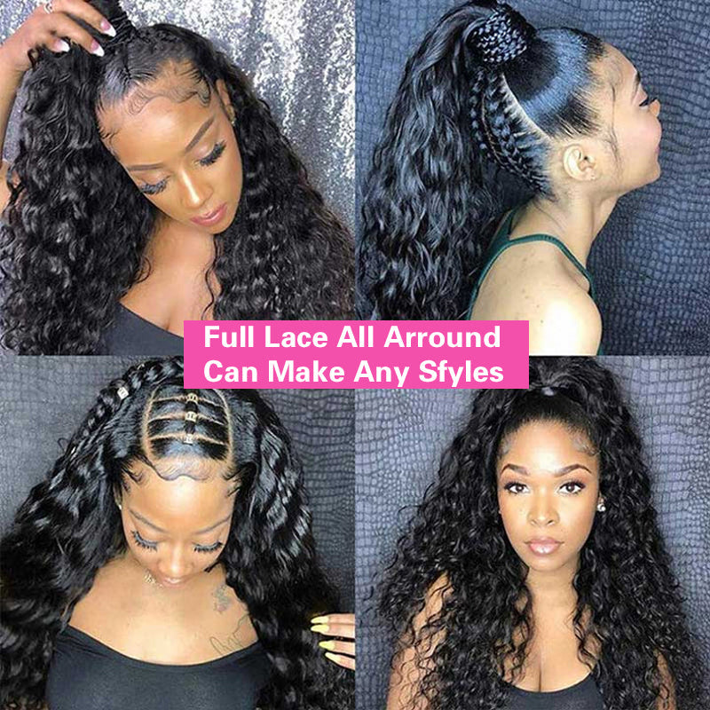 LIVIA Water Wave Full HD Lace Wig 14-30Inch Natural Black Human Hair Pre Bleached Knots Wig