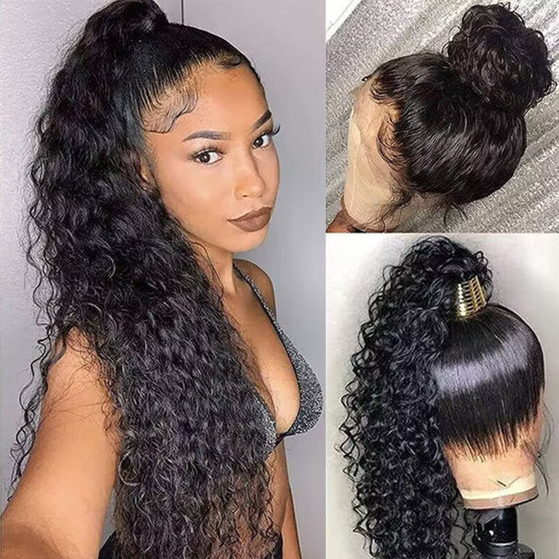 LIVIA Water Wave Full HD Lace Wig 14-30Inch Natural Black Human Hair Pre Bleached Knots Wig